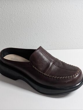 Dansko Leather Comfort Slip On Clogs Mules Platform Burgundy Red Sz Us 9 EU 39